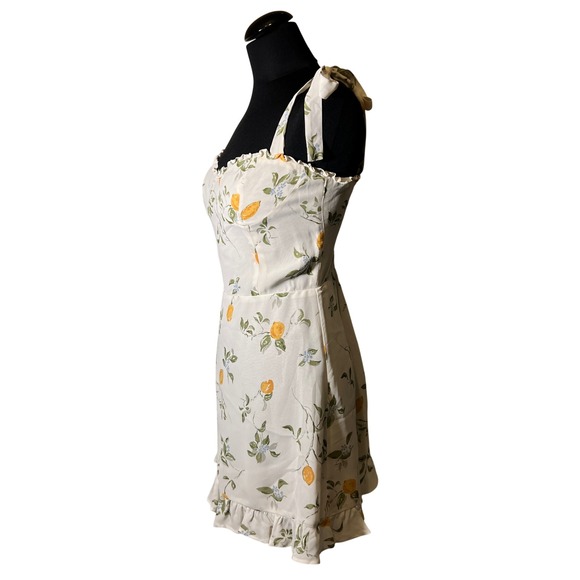 Reformation Christine Mini Dress in Citron (Lemon Print, Women's Size 8 - Picture 9 of 16